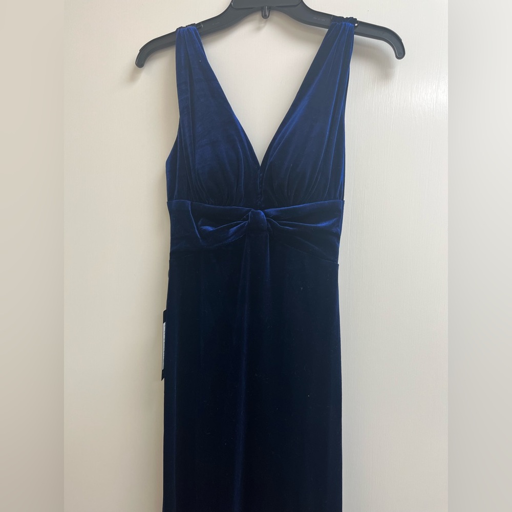 Velvet long navy dress NWT